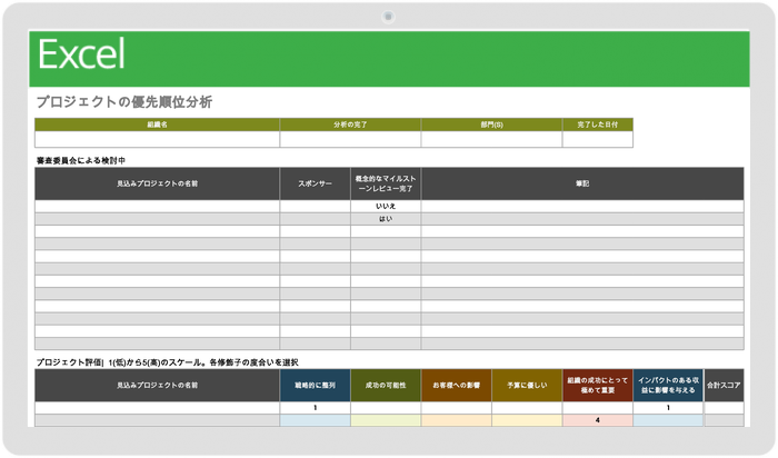 プロジェクトの優先順位付け分析