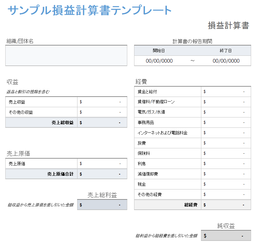 単純な損益計算書